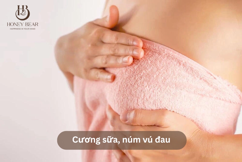 Cương sữa, núm vú đau